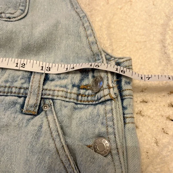 refuge Light Wash Denim Short Overalls - Picture 6 of 7